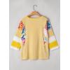imageEVALESS 34 Length Sleeve Womens Tops Dressy Casual 2025 Fall Crew Neck Oversized Striped Patchwork Shirts BlouseYellow