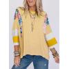 imageEVALESS 34 Length Sleeve Womens Tops Dressy Casual 2025 Fall Crew Neck Oversized Striped Patchwork Shirts BlouseYellow