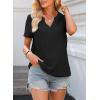 imageEVALESS Summer Tops for Women 2025 Short Sleeve V Neck Dressy Lace Eyelet Blouses ShirtsBlack