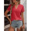 imageEVALESS Summer Tops for Women 2025 Short Sleeve V Neck Dressy Lace Eyelet Blouses ShirtsRed