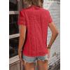 imageEVALESS Summer Tops for Women 2025 Short Sleeve V Neck Dressy Lace Eyelet Blouses ShirtsRed