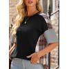 imageEVALESS Waffle Knit Tops for Women Trendy Crewneck Short Sleeve Shirts 2025 Summer Color Block T Shirts Loose Tee Tunic TopsBlack