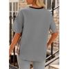 imageEVALESS Waffle Knit Tops for Women Trendy Crewneck Short Sleeve Shirts 2025 Summer Color Block T Shirts Loose Tee Tunic TopsBlack