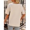 imageEVALESS Waffle Knit Tops for Women Trendy Crewneck Short Sleeve Shirts 2025 Summer Color Block T Shirts Loose Tee Tunic TopsBlue