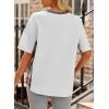 imageEVALESS Waffle Knit Tops for Women Trendy Crewneck Short Sleeve Shirts 2025 Summer Color Block T Shirts Loose Tee Tunic TopsGrey