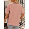 imageEVALESS Waffle Knit Tops for Women Trendy Crewneck Short Sleeve Shirts 2025 Summer Color Block T Shirts Loose Tee Tunic TopsPink