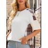 imageEVALESS Waffle Knit Tops for Women Trendy Crewneck Short Sleeve Shirts 2025 Summer Color Block T Shirts Loose Tee Tunic TopsWhite