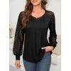 imageEVALESS Womens Long Sleeve Shirts Lace Tops Business Casual Spring Fashion Outfits ClothesBlack