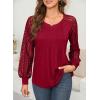 imageEVALESS Womens Long Sleeve Shirts Lace Tops Business Casual Spring Fashion Outfits ClothesBurgundy