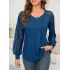 imageEVALESS Womens Long Sleeve Shirts Lace Tops Business Casual Spring Fashion Outfits ClothesNavy Blue
