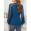 imageEVALESS Womens Long Sleeve Shirts Lace Tops Business Casual Spring Fashion Outfits ClothesNavy Blue