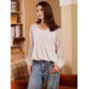 imageEVALESS Womens Long Sleeve Shirts Lace Tops Business Casual Spring Fashion Outfits ClothesWhite