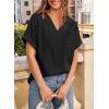 imageEVALESS Womens Summer Tops Short Sleeve V Neck Business Casual Dressy Blouses ShirtsBlack