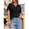imageEVALESS Womens Summer Tops Short Sleeve V Neck Business Casual Dressy Blouses ShirtsBlack