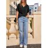 imageEVALESS Womens Summer Tops Short Sleeve V Neck Business Casual Dressy Blouses ShirtsBlack