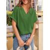 imageEVALESS Womens Summer Tops Short Sleeve V Neck Business Casual Dressy Blouses ShirtsEmerald Green