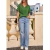 imageEVALESS Womens Summer Tops Short Sleeve V Neck Business Casual Dressy Blouses ShirtsEmerald Green