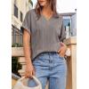 imageEVALESS Womens Summer Tops Short Sleeve V Neck Business Casual Dressy Blouses ShirtsGrey