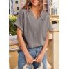 imageEVALESS Womens Summer Tops Short Sleeve V Neck Business Casual Dressy Blouses ShirtsGrey