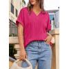 imageEVALESS Womens Summer Tops Short Sleeve V Neck Business Casual Dressy Blouses ShirtsHot Pink