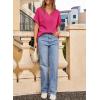 imageEVALESS Womens Summer Tops Short Sleeve V Neck Business Casual Dressy Blouses ShirtsHot Pink