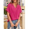 imageEVALESS Womens Summer Tops Short Sleeve V Neck Business Casual Dressy Blouses ShirtsHot Pink