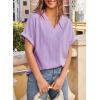 imageEVALESS Womens Summer Tops Short Sleeve V Neck Business Casual Dressy Blouses ShirtsLavender