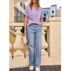 imageEVALESS Womens Summer Tops Short Sleeve V Neck Business Casual Dressy Blouses ShirtsLavender
