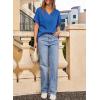 imageEVALESS Womens Summer Tops Short Sleeve V Neck Business Casual Dressy Blouses ShirtsRoyal Blue