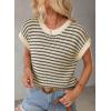 imageEVALESS Womens Sweater Vest Striped Pullover Tank Top Round Neck Cap Sleeve Lightweight 2025 Summer Casual ClothesApricot Stripe