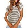 imageEVALESS Womens Sweater Vest Striped Pullover Tank Top Round Neck Cap Sleeve Lightweight 2025 Summer Casual ClothesApricot Stripe
