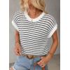 imageEVALESS Womens Sweater Vest Striped Pullover Tank Top Round Neck Cap Sleeve Lightweight 2025 Summer Casual ClothesBlack Stripe