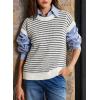 imageEVALESS Womens Sweater Vest Striped Pullover Tank Top Round Neck Cap Sleeve Lightweight 2025 Summer Casual ClothesBlack Stripe