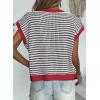 imageEVALESS Womens Sweater Vest Striped Pullover Tank Top Round Neck Cap Sleeve Lightweight 2025 Summer Casual ClothesBlack Stripe With Red Edge