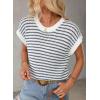imageEVALESS Womens Sweater Vest Striped Pullover Tank Top Round Neck Cap Sleeve Lightweight 2025 Summer Casual ClothesBlue Stripe