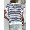 imageEVALESS Womens Sweater Vest Striped Pullover Tank Top Round Neck Cap Sleeve Lightweight 2025 Summer Casual ClothesBlue Stripe