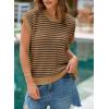 imageEVALESS Womens Sweater Vest Striped Pullover Tank Top Round Neck Cap Sleeve Lightweight 2025 Summer Casual ClothesBrown Stripe