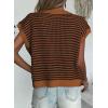 imageEVALESS Womens Sweater Vest Striped Pullover Tank Top Round Neck Cap Sleeve Lightweight 2025 Summer Casual ClothesDark Brown Stripe