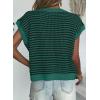 imageEVALESS Womens Sweater Vest Striped Pullover Tank Top Round Neck Cap Sleeve Lightweight 2025 Summer Casual ClothesDark Green Stripe