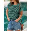 imageEVALESS Womens Sweater Vest Striped Pullover Tank Top Round Neck Cap Sleeve Lightweight 2025 Summer Casual ClothesDark Green Stripe