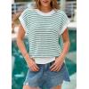 imageEVALESS Womens Sweater Vest Striped Pullover Tank Top Round Neck Cap Sleeve Lightweight 2025 Summer Casual ClothesGreen Stripe