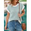 imageEVALESS Womens Sweater Vest Striped Pullover Tank Top Round Neck Cap Sleeve Lightweight 2025 Summer Casual ClothesGreen Stripe