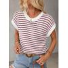 imageEVALESS Womens Sweater Vest Striped Pullover Tank Top Round Neck Cap Sleeve Lightweight 2025 Summer Casual ClothesRed Stripe