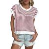 imageEVALESS Womens Sweater Vest Striped Pullover Tank Top Round Neck Cap Sleeve Lightweight 2025 Summer Casual ClothesRed Stripe