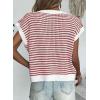imageEVALESS Womens Sweater Vest Striped Pullover Tank Top Round Neck Cap Sleeve Lightweight 2025 Summer Casual ClothesRed Stripe