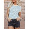 imageEVALESS Womens Sweater Vest Striped Pullover Tank Top Round Neck Cap Sleeve Lightweight 2025 Summer Casual ClothesSky Blue Stripe