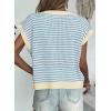 imageEVALESS Womens Sweater Vest Striped Pullover Tank Top Round Neck Cap Sleeve Lightweight 2025 Summer Casual ClothesSky Blue Stripe