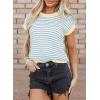 imageEVALESS Womens Sweater Vest Striped Pullover Tank Top Round Neck Cap Sleeve Lightweight 2025 Summer Casual ClothesSky Blue Stripe