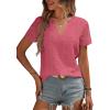 imageEVALESS Summer Tops for Women 2025 Short Sleeve V Neck Dressy Lace Eyelet Blouses ShirtsHot Pink