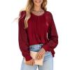 imageEVALESS Womens Long Sleeve Shirts Lace Tops Business Casual Spring Fashion Outfits ClothesBurgundy